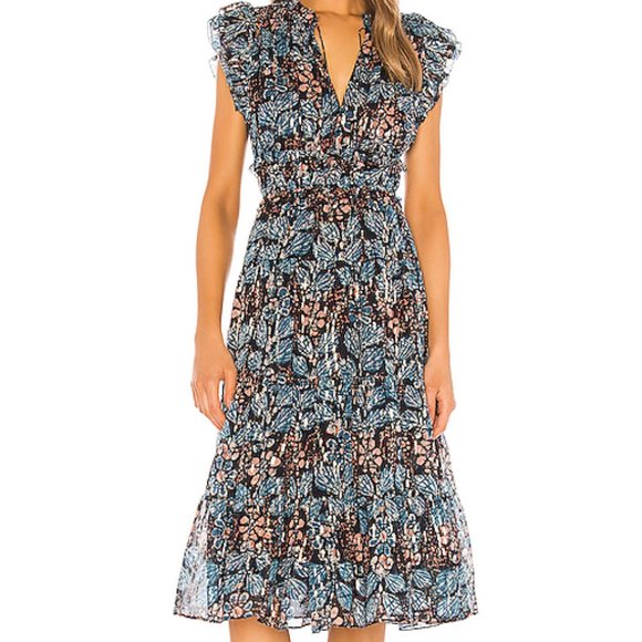NEW Ulla Johnson Renata Silk Blend Peasant Dress 0